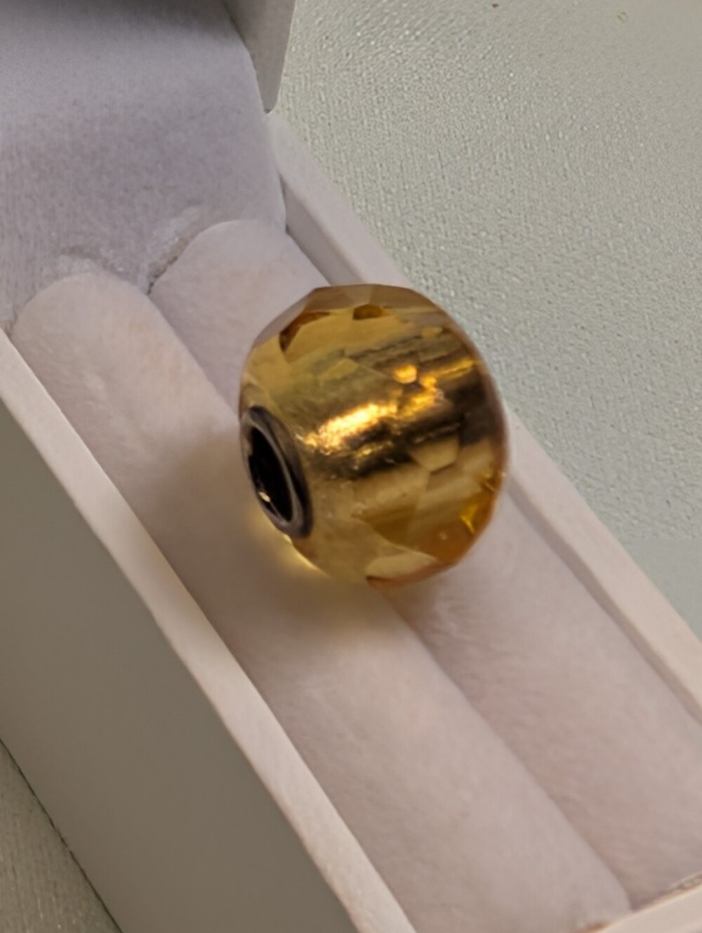 Retired Yellow Faceted Prism Trollbead Silver